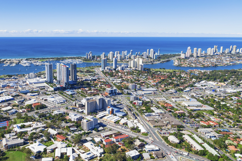 Aerial view of Southport, Queensland, Australia